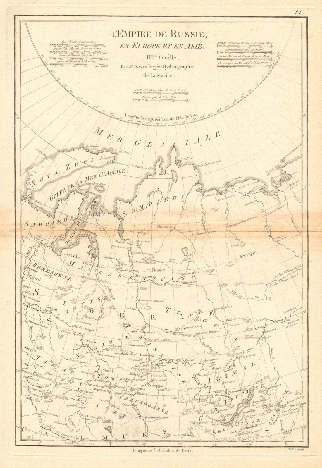 L’Empire de Russie en Europe et en Asie. 2nd sheet. Russia Centre BONNE 1788 map